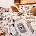 Winter plush geometric sofa cover blanket in beige with 3D diamond pattern texture - 180*130 / Gray