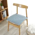 Cojín acolchado de algodón azul claro para silla con lazos para oficina y comedor - Cuadrícula Azul