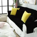 Nordic black faux rabbit fur sofa cover with yellow decorative throw pillow - 110*240 / Pure Black