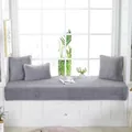 Grey plush bay window mat with striped texture and matching cushions for home decor - 60cmx180cm / Gray