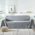 Funda de sofá de chenilla gris con flecos, manta protectora de cobertura completa - 180cm x 90cm / Gris claro