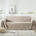Funda de sofá de chenilla beige minimalista con flecos hechos a mano elegantes - 180cm x 90cm / Caqui