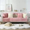 Modern plush sofa cover in pink and cream white made of thick warm rabbit-like faux fur - 30*50 Cover (No Insert) / Pink Plush