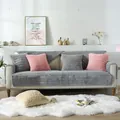 Thick plush grey and pink sofa cushion covers with striped pillows for home living decor - 70*70 / Gray Plush