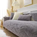 Copridivano grigio in peluche spesso con trapuntatura a onde e cuscini coordinati - 70*70 / Grigio