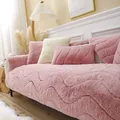 Copridivano in peluche rosa stile nordico con texture ondulata e tessuto antiscivolo - 70*70 / Rosa