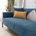 Funda de sofá impermeable azul marino de chenilla con cojines amarillos y antideslizante - 110*210 / Azul marino