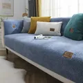 Thick navy blue lamb wool sofa cushion cover with minimalist warm plush texture - 70x70 / Blue