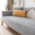 Modern grey fabric sofa cover with decorative trim and matching mustard yellow cushion - 40*40 / Gray