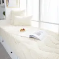 Thick cream plush bay window mat with wave quilted patterns and matching soft pillows - 30x50cm / Double-Sided Lumbar Pillowcase Only / Beige