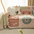 Jeté de canapé en jacquard avec motif chat rose porte-bonheur et franges - 180*130 / Chat porte-bonheur