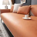 Waterproof non-slip caramel sofa cover and matching pillow in durable tech fabric - 110*210 / Losen Honey Orange