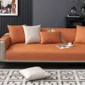 Waterproof tech fabric sofa cover set in orange and beige with cross texture - Orange