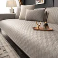 Quilted light gray sofa cover set in thick chenille fabric with square pattern - 70*70 / Green-Light Gray