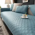 Hellblaue wasserdichte Sofa-Schutzmatte mit quadratischer Steppung und passenden Kissen - Grün-Hellblau
