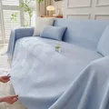 Copridivano in seta ghiacciata azzurro con trama a onde e design antiscivolo moderno - Serie Cloud Comfort / Federa lombare 30*50 / Blu lago