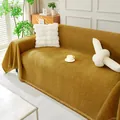 Funda de sofá de chenilla amarillo mostaza con flecos de estilo nórdico - 180*130 / Amarillo Mostaza