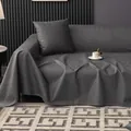 Housse de canapé imperméable en chenille gris foncé avec coussin assorti au style minimaliste - 30*50 / Taie d'oreiller lombaire / Gris