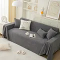 Copridivano grigio scuro bifacciale con trama a coste e bordi con piccoli pompon bianchi - 180x130 / grigio scuro