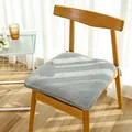 Graues Plüsch-Stuhlkissen mit Bindebändern und weicher Sherpa-Wolle für Komfort - Quadratischer Stil / Grau