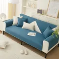 Wasserdichte Sofaabdeckung aus Teddy-Samt in Marineblau und Cremeweiß im Color-Block - 70*70 / Blau