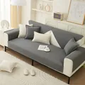Waterproof grey and cream color-block sofa cover protector with non-slip fabric texture - 70x70cm / Dark Gray