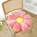 Pink and yellow flower plush cushion with corduroy texture on a vintage chair - 35*35cm / Pink