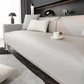 Waterproof light gray sofa cover with faux leather texture and non-slip pet protection - 70*70 / Grace Light Gray