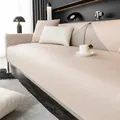 Waterproof faux leather sofa cover in cream white with non-slip lychee grain texture - 70*70 / Grace Milk Tea
