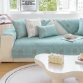 Light blue quilted cotton sofa cover set featuring star embroidery and circular patterns - 70x70 / Starry Blue