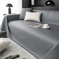 Waterproof dark grey sofa cover with leather texture and matching pillow covers - 90cm X 90cm / Dark Gray