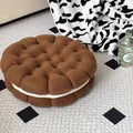 Chocolate sandwich cookie plush pillow with double layer design and soft velvet texture - 35cm Diameter 10cm Thickness / Chocolate Biscuit Pillow