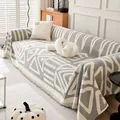 Funda de sofá geométrica antirarañazos con flecos en colores gris y blanco moderno - 180*90 / Bohemian-Gris
