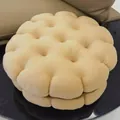 Cute round cream biscuit throw pillow with sandwich layer in soft plush fabric - 35cm Diameter 10cm Thickness / Almond Biscuit Pillow