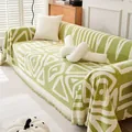 Manta moderna geométrica verde y crema para sofá con bordes decorativos de flecos - 180*90 / Bohemian-Verde