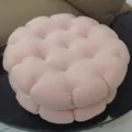 Soft pink sandwich cookie plush cushion on a black table for sofa or bed decor - 35cm Diameter 10cm Thickness / Strawberry Biscuit Pillow