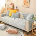 Plush thickened waffle quilted non-slip sofa cover and cushions in light grey - Small Square Mat (70x70cm) / Light Gray