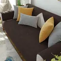 Funda de sofá impermeable marrón oscuro para mascotas y bebés en tela de chenilla - 70x70 Estilo Cuadrado / Pana Marrón Dobladillo