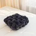 Coussin noué tissé noir carré en velours doux pour la décoration intérieure moderne - Noir