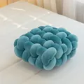 Coussin noué bleu canard en velours, oreiller carré décoratif pour canapé - Bleu lac