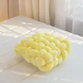 Coussin nœud tressé jaune vif en velours doux pour décoration de canapé et de lit - Jaune