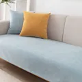 Funda de sofá impermeable de rayas azul claro con textura de chenilla antideslizante - 70x70cm / Aguamarina