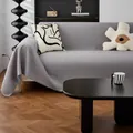 Copridivano grigio con trama a nido d'ape e frange, protezione moderna per mobili - 180x150cm / Grigio chiaro