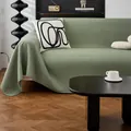 Funda de sofá moderna de punto gofrado verde claro con flecos para salón minimalista - 180x90cm / Verde matcha