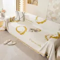 Housse de canapé en chenille blanc crème avec motif de feux d'artifice jaunes - Blanc Crème/Jaune