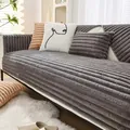 Plush grey corduroy sofa cover set with soft textured seat cushion and pillow case - 70*70 / Dark Gray