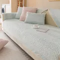 Mint green plush sofa cover with anti-slip texture and matching cushions for winter - Pillowcase 45x45 / Blue