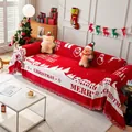 Manta de sofá navideña con estampado Merry Christmas y elegantes borlas festivas - 180*90 / Castillo de Navidad