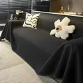 Modern black waffle weave sofa cover with reinforced double stitching for protection - 190*130 / Black