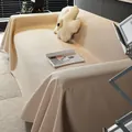 Beige waffle weave sofa cover throw with anti-slip and dust-proof modern fabric design - Khaki